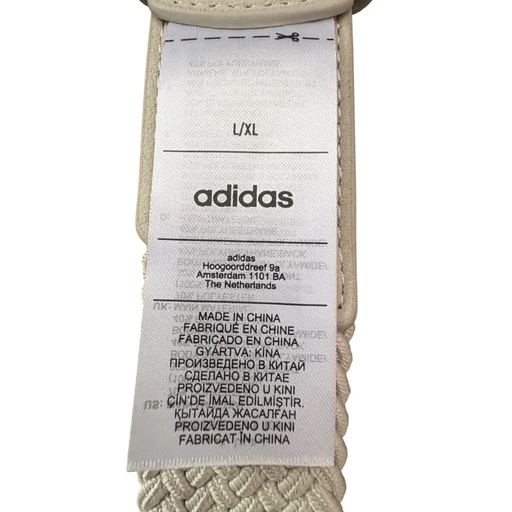 Adidas Golf Belt Mens L/XL White Braided Stretch Woven Webbing Accessory